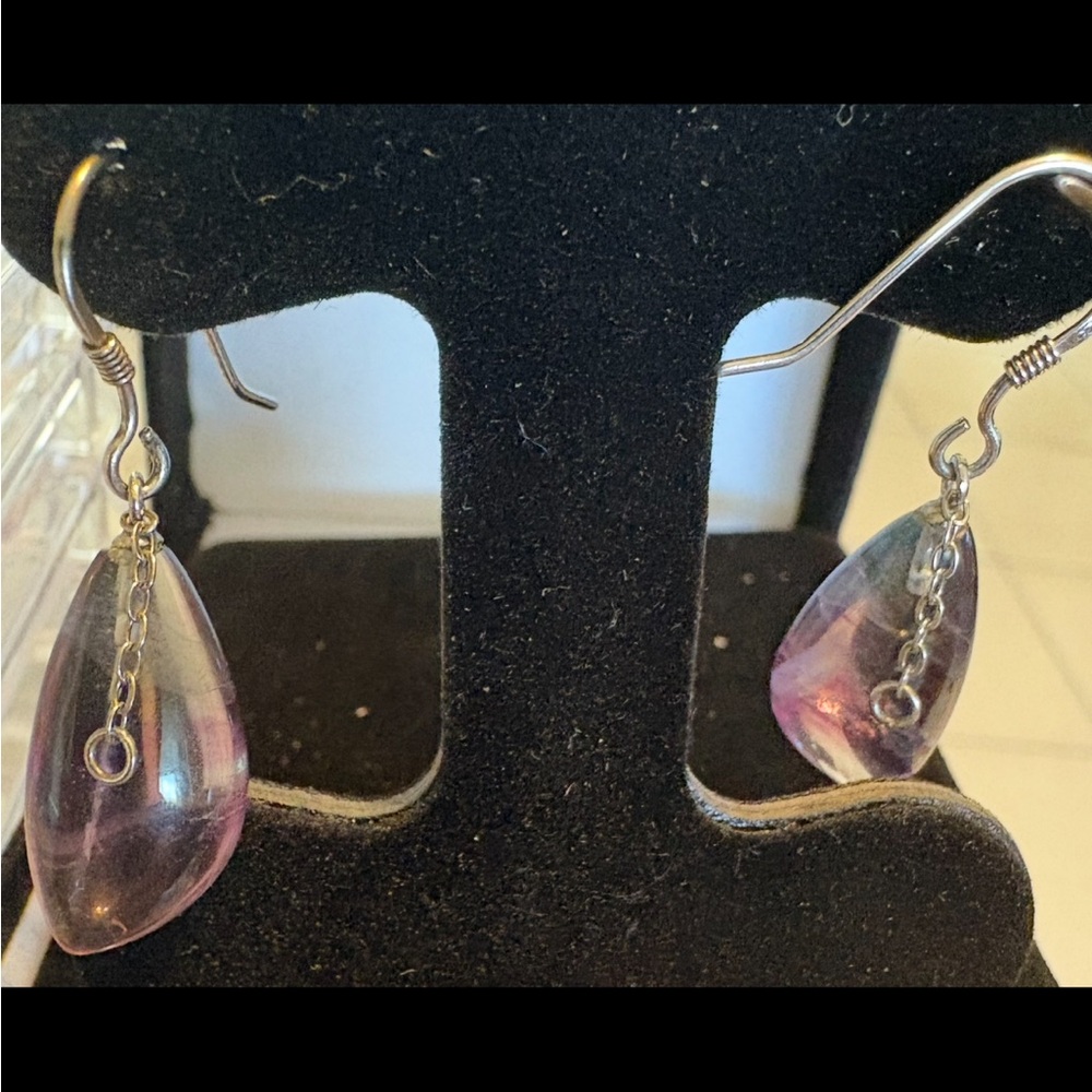 Delicate Purple Teardrop Dangle Earrings